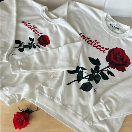 White Intellect Sweatshirt - motivational streetwear apparel by Lamir Collection