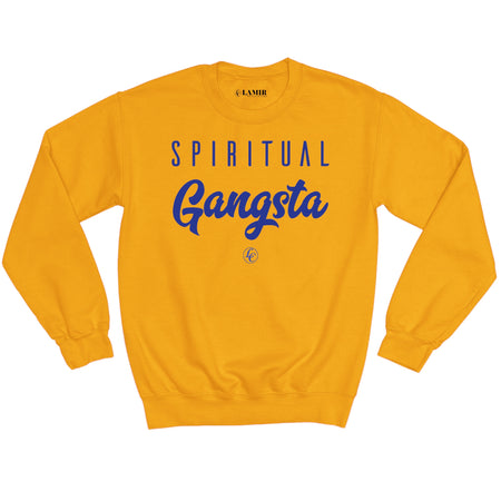 Gold Spiritual Gangsta Sweatshirt - motivational streetwear apparel by Lamir Collection