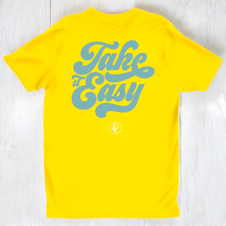 Yellow Take It Easy Short Sleeve Tee - motivational streetwear apparel by Lamir Collection