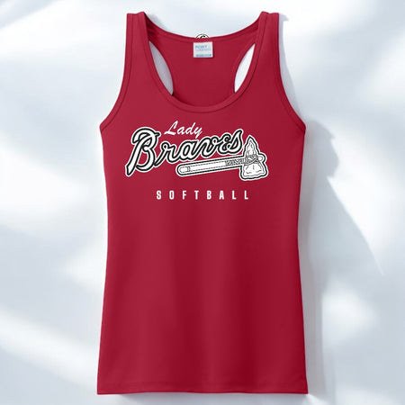Red Lady Braves Softball Racerback - motivational streetwear apparel by La Mir Collection