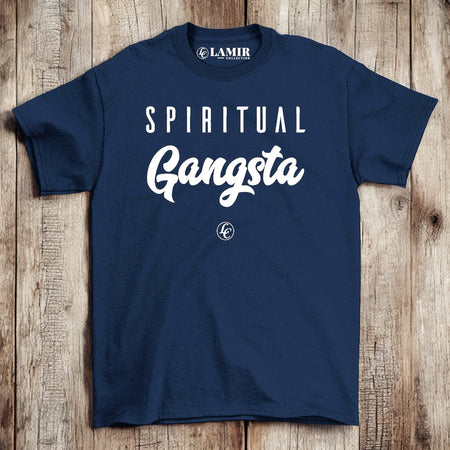 Navy blue Spiritual Gangsta Tee - motivational streetwear apparel by Lamir Collection