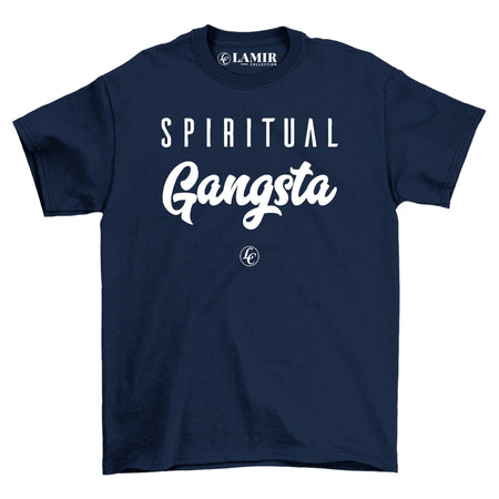 Navy blue Spiritual Gangsta Tee - motivational streetwear apparel by Lamir Collection