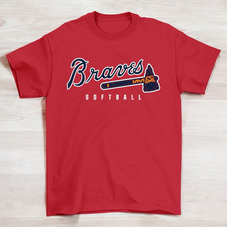 Red Lady Braves Softball Tee - motivational streetwear apparel by Lamir Collection