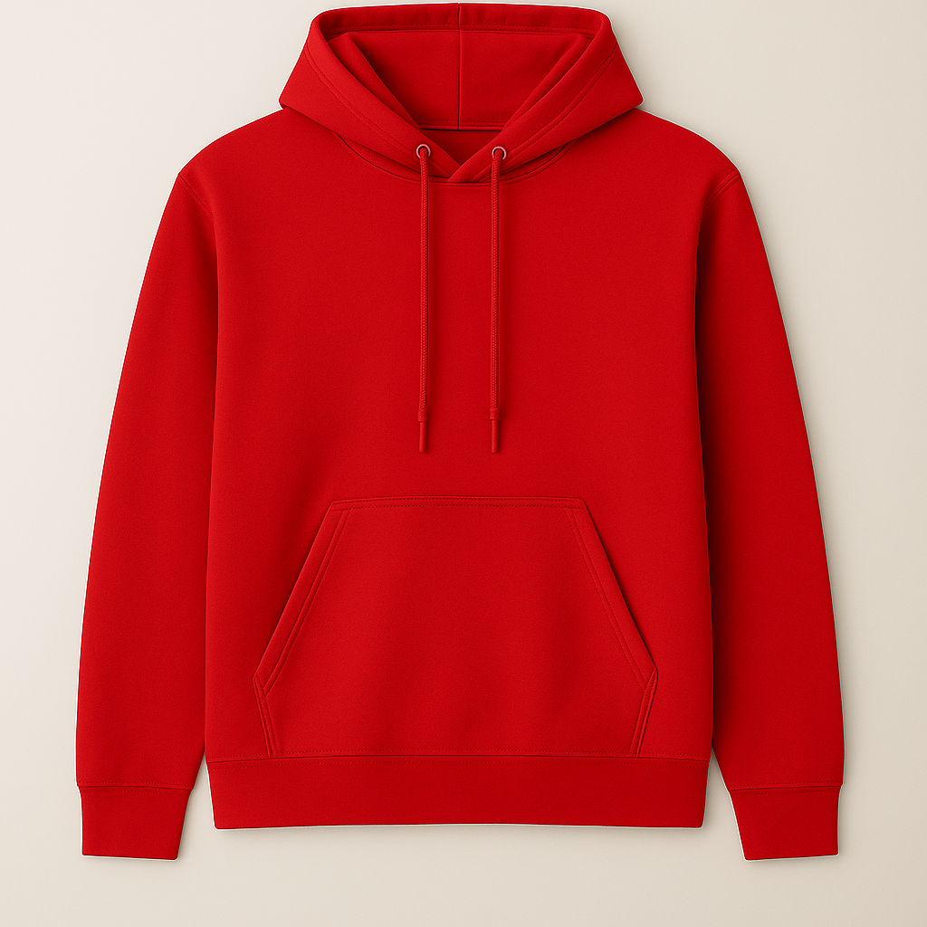 Red hoodie on a beige background