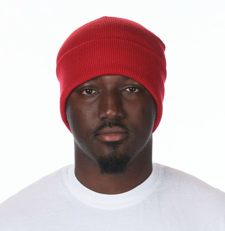 Red Cuffed Basic Beanie - motivational streetwear apparel by Lamir Collection