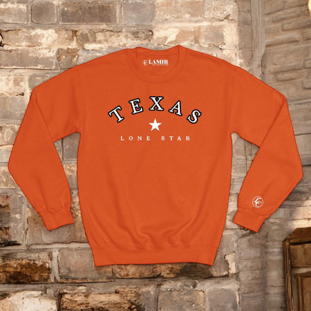 Orange Texas Lone Star Sweatshirt - motivational streetwear apparel by Lamir Collection