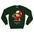 Green sweatshirt with a cartoon character wearing a red mushroom hat on a white background