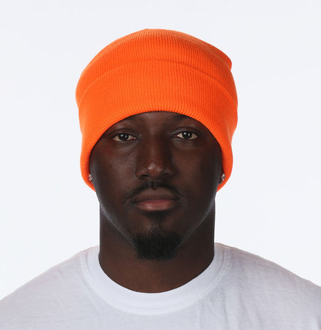 Neon-orange Neon Cuffed Basic Beanie - motivational streetwear apparel by Lamir Collection