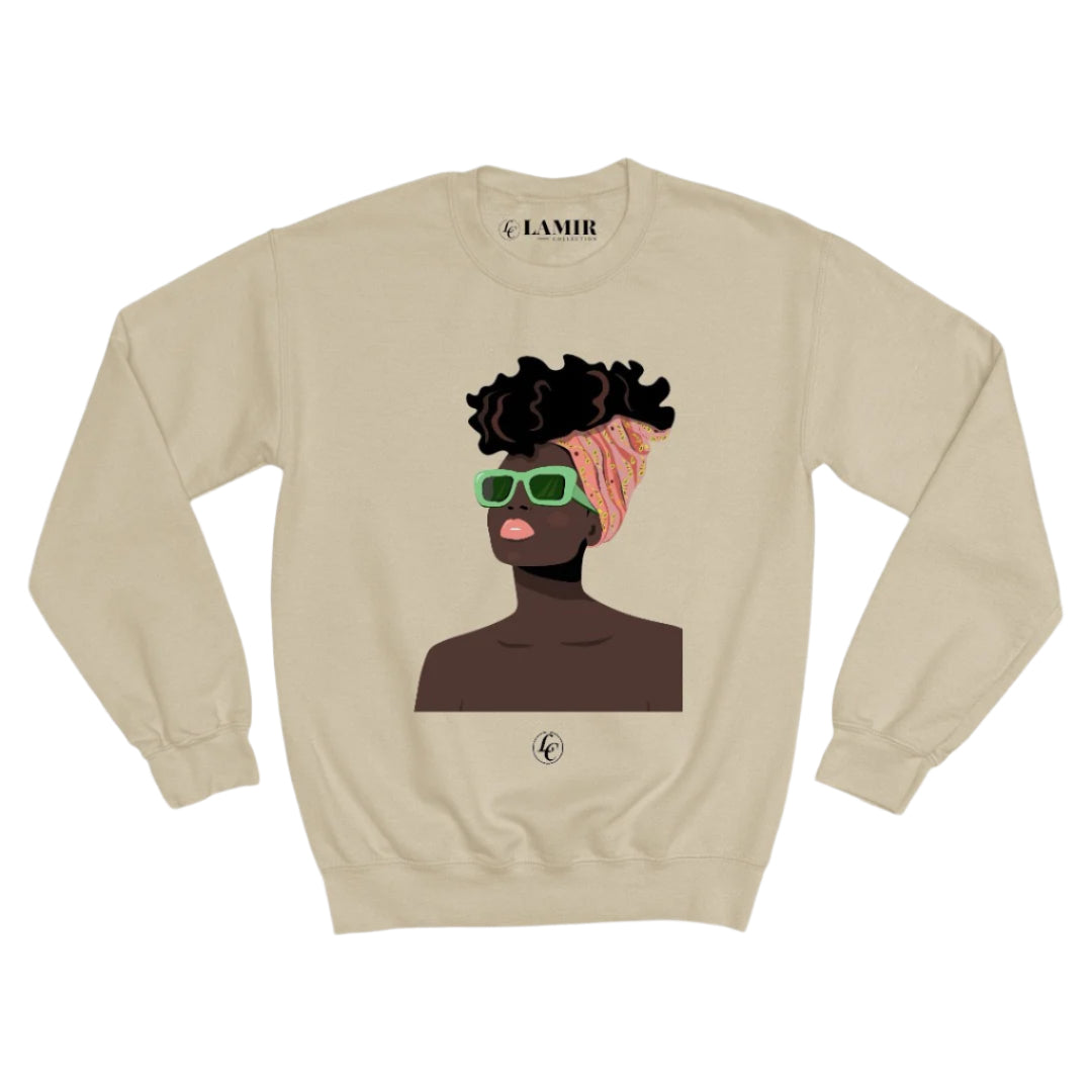 Beige Melodic Sweatshirt - motivational streetwear apparel by Lamir Collection