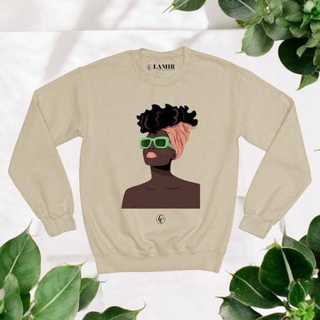 Beige Melodic Sweatshirt - motivational streetwear apparel by Lamir Collection