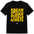 Black t-shirt with yellow text 'Dream Pursue Achieve' on a white background