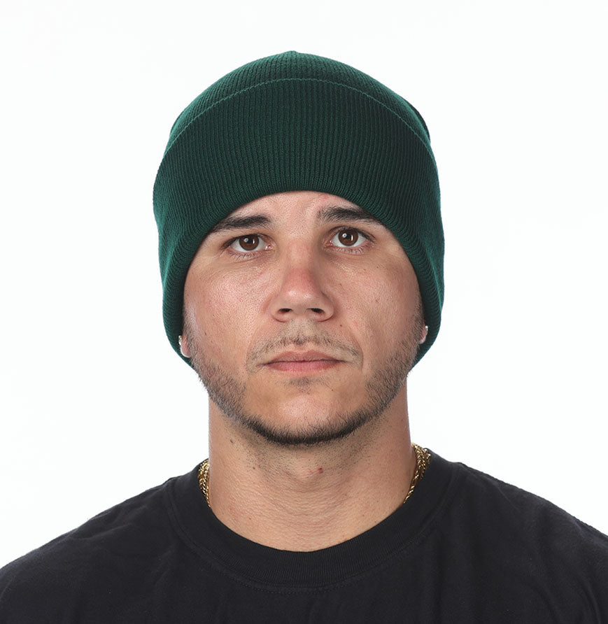 Green Cuffed Basic Beanie - motivational streetwear apparel by Lamir Collection