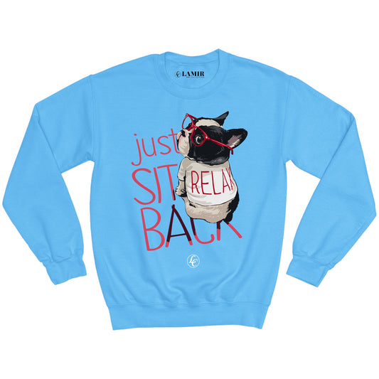 Light-blue Just Relax Sweatshirt - motivational streetwear apparel by Lamir Collection