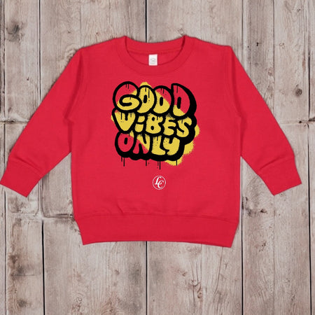 Red Good Vibes Only Toddler Sweatshirt - motivational streetwear apparel by Lamir Collection