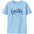 Light blue t-shirt with 'faith' text on a white background