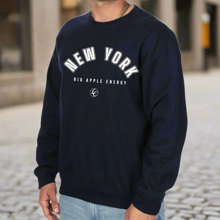 Navy New York Big Apple Energy Sweatshirt - motivational streetwear apparel by Lamir Collection