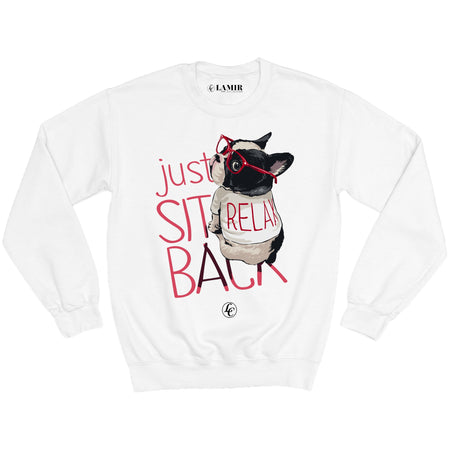 White Just Relax Sweatshirt - motivational streetwear apparel by Lamir Collection