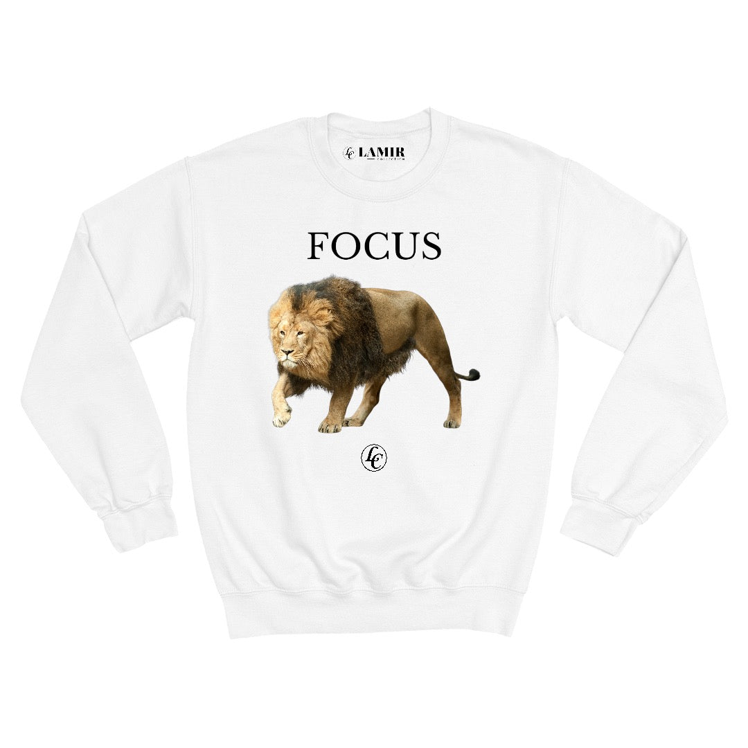 White Focus Sweatshirt - motivational streetwear apparel by Lamir Collection