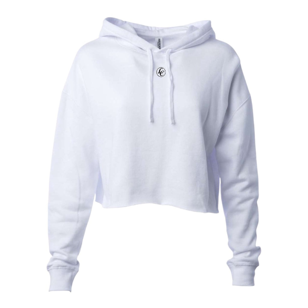 White LC Women's Lightweight Cropped Hoodie - motivational streetwear apparel by Lamir Collection