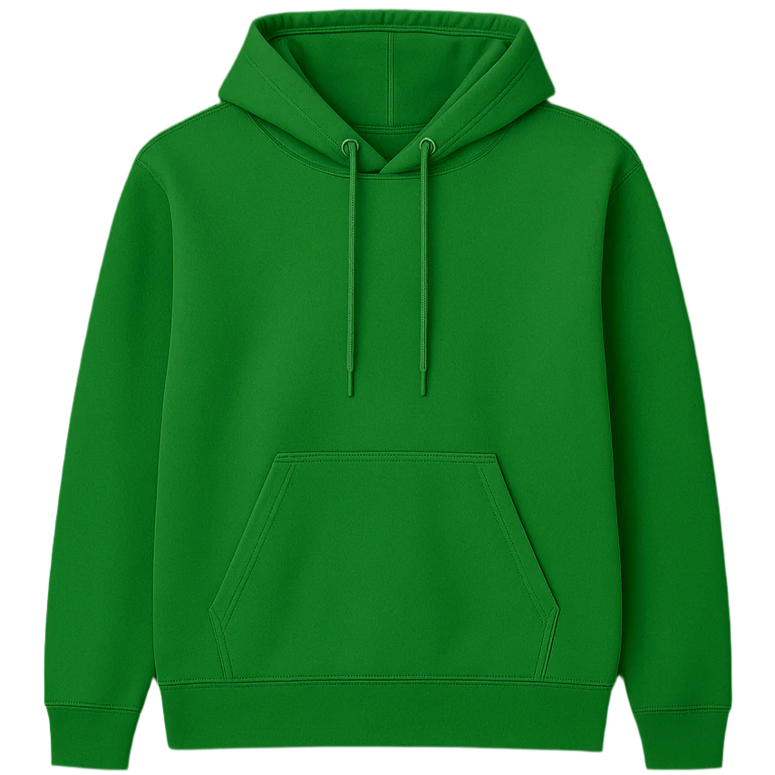 Green hoodie on a white background