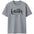 Gray t-shirt with 'faith' text on a white background