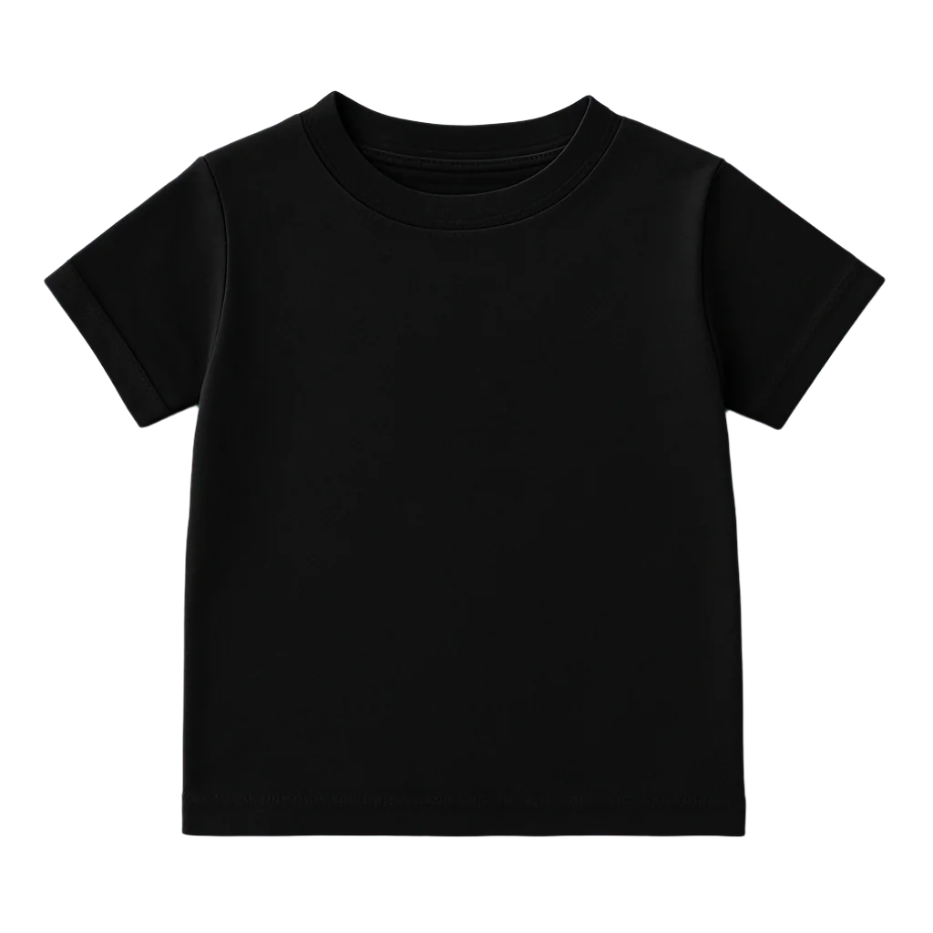 Black toddler t-shirt on a white background