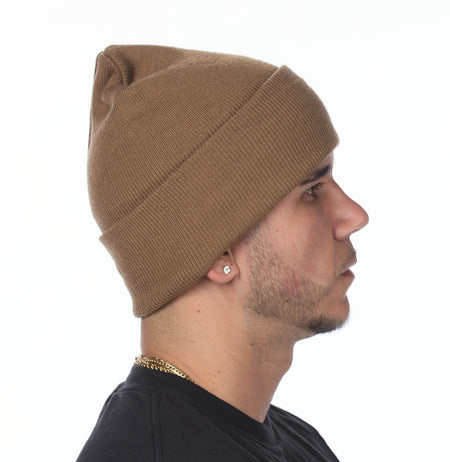 Mocha Cuffed Basic Beanie - motivational streetwear apparel by Lamir Collection