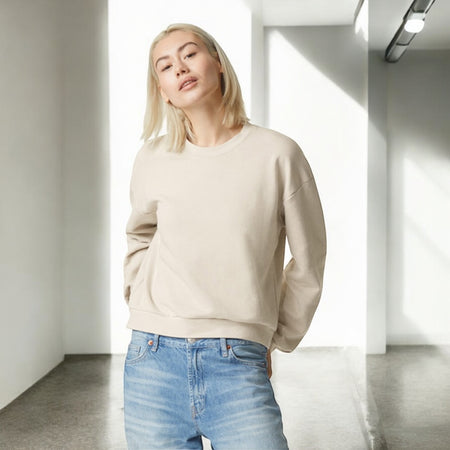 Beige Cozy Women's Basic Fleece Sweatshirt - motivational streetwear apparel by Lamir Collection