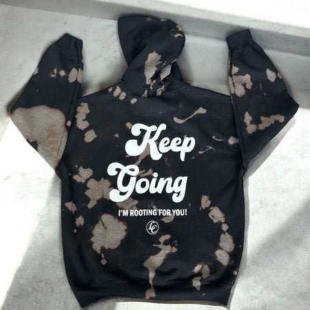Keep Going Bleached Hoodie - motivational streetwear apparel by Lamir Collection