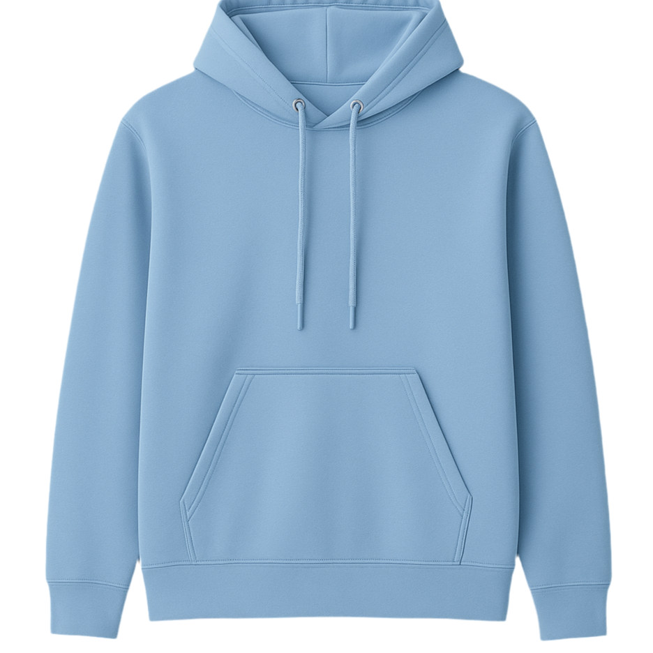 Light blue hoodie on a white background