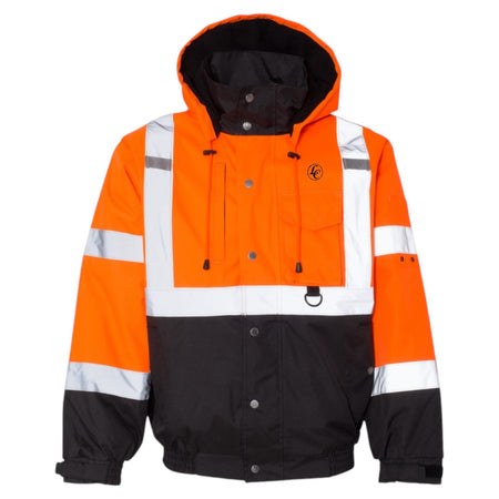 Orange LC Safety Bomber Jacket - motivational streetwear apparel by Lamir Collection