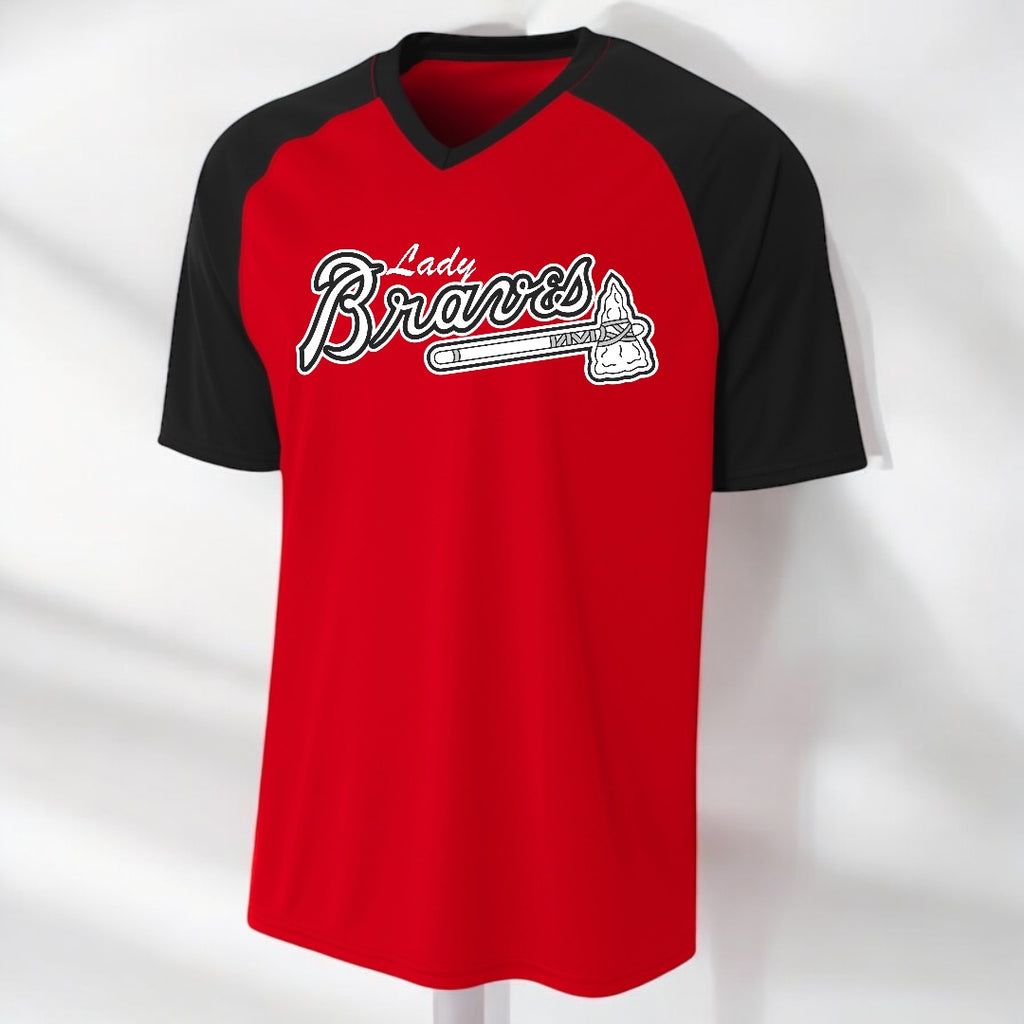 Red-1 Lady Braves Softball Jersey - motivational streetwear apparel by Lamir Collection