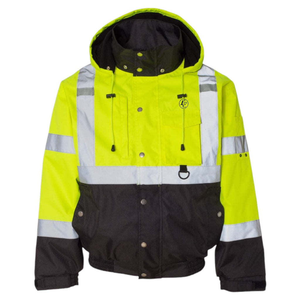 Yellow LC Safety Bomber Jacket - motivational streetwear apparel by Lamir Collection