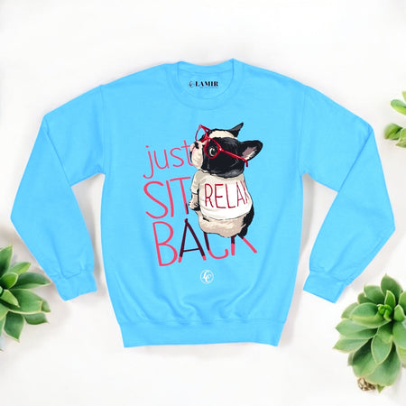 Light-blue Just Relax Sweatshirt - motivational streetwear apparel by Lamir Collection
