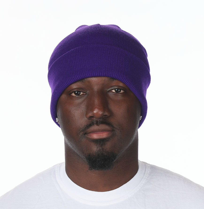 Purple Cuffed Basic Beanie - motivational streetwear apparel by Lamir Collection