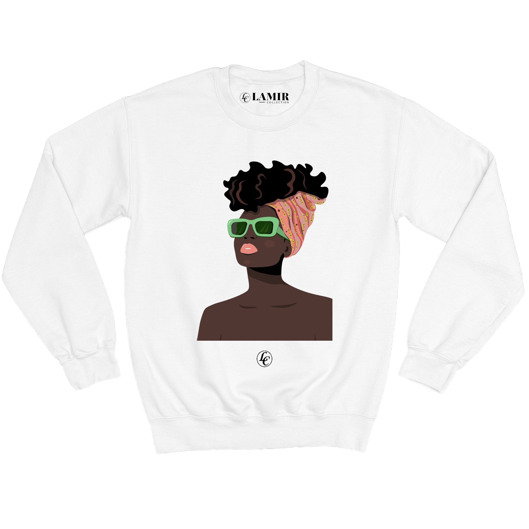 White Melodic Sweatshirt - motivational streetwear apparel by Lamir Collection