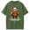 Green t-shirt with a panda wearing an orange jacket and backpack, and text 'Do something worth living for today'.