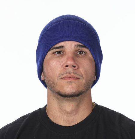 Blue Cuffed Basic Beanie - motivational streetwear apparel by Lamir Collection