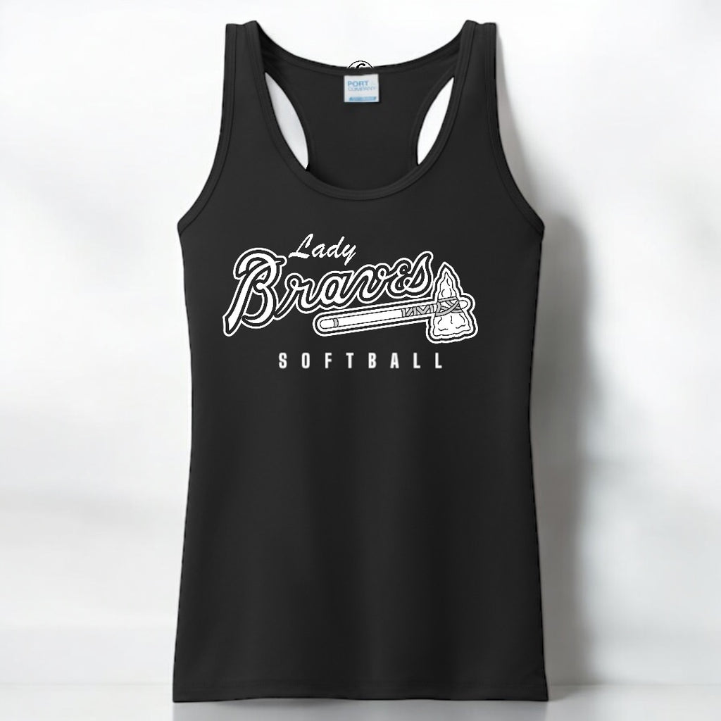 Black Lady Braves Softball Racerback - motivational streetwear apparel by Lamir Collection