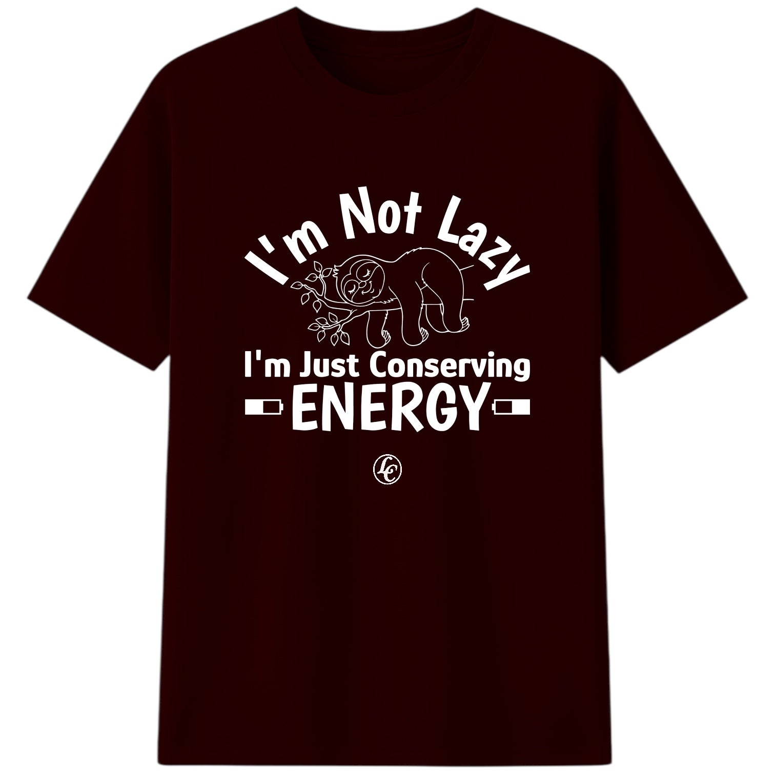 Black t-shirt with white text and graphic on a white background