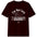 Black t-shirt with white text and graphic on a white background