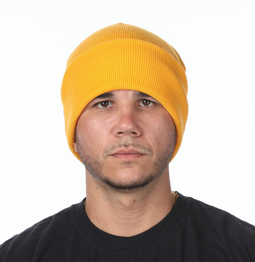 Gold Cuffed Basic Beanie - motivational streetwear apparel by Lamir Collection
