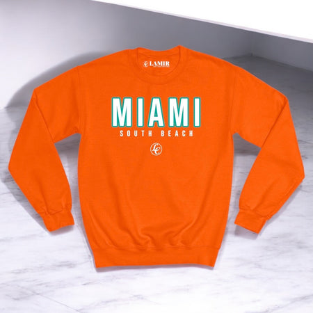 Orange Miami South Beach Sweatshirt - motivational streetwear apparel by Lamir Collection