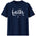 Navy blue t-shirt with 'faith' printed in white on a white background