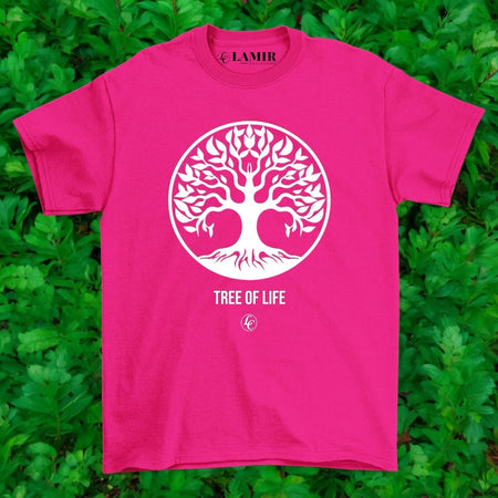 Pink Tree Of Life Short Sleeve Tee - motivational streetwear apparel by Lamir Collection