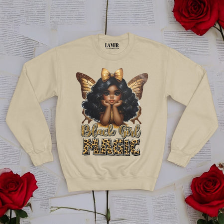 Beige-3 Black Girl Magic Sweatshirt - motivational streetwear apparel by Lamir Collection