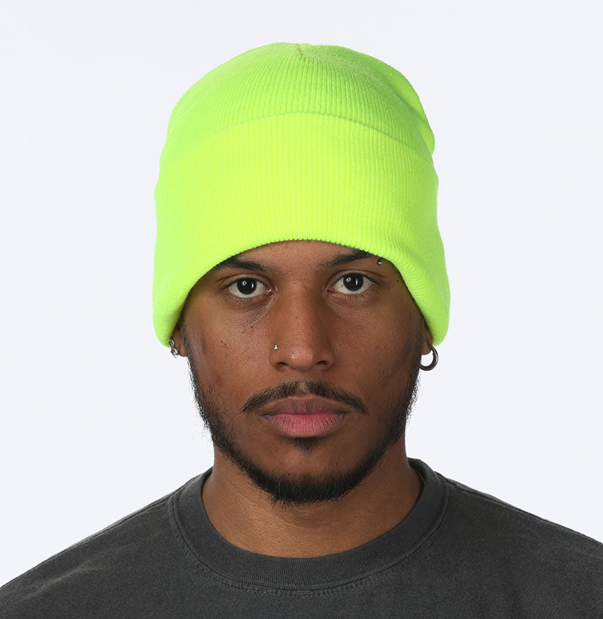 Neon-yellow Neon Cuffed Basic Beanie - motivational streetwear apparel by Lamir Collection