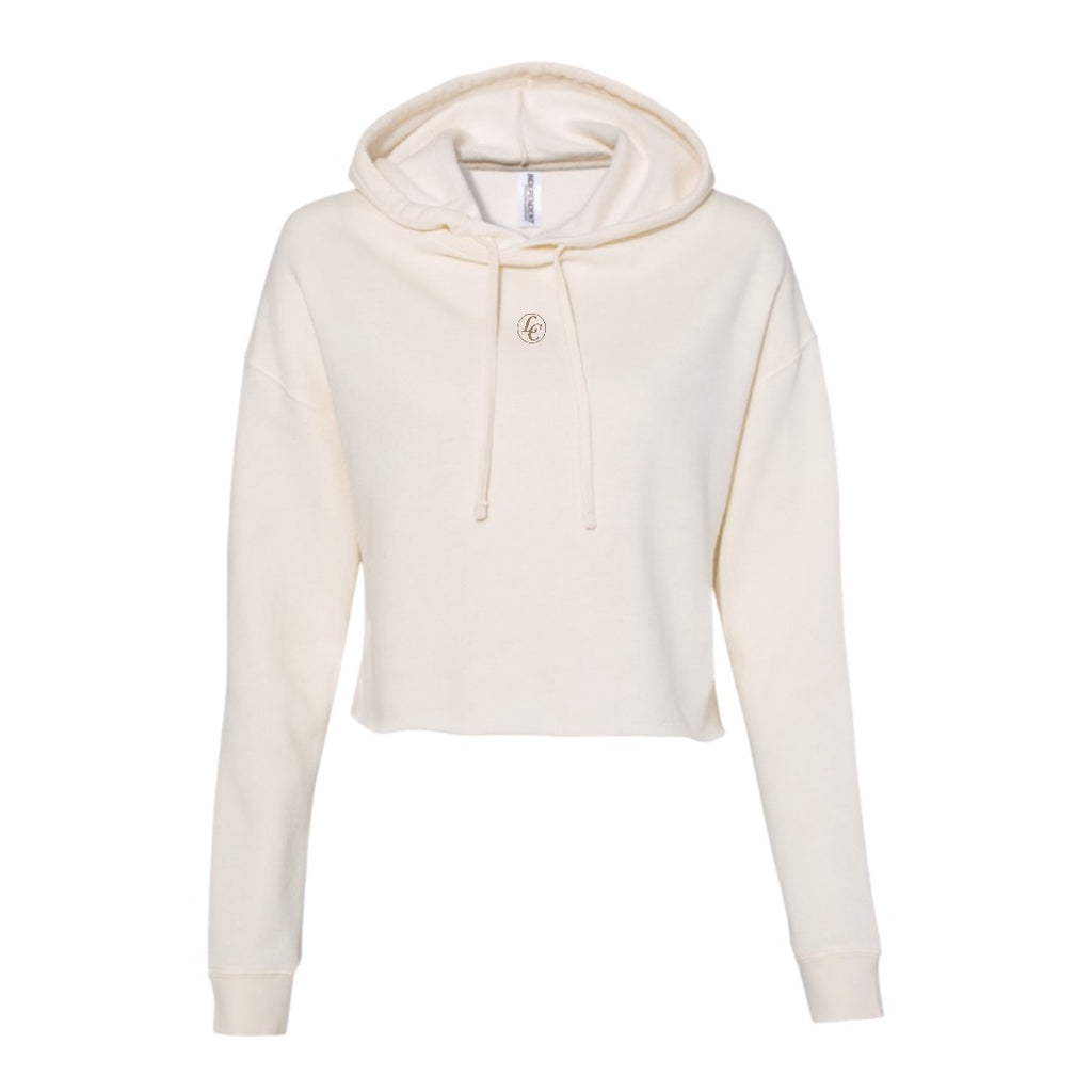 Beige LC Women's Lightweight Cropped Hoodie - motivational streetwear apparel by Lamir Collection