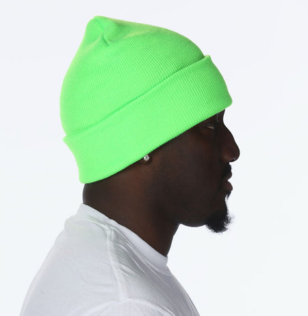 Neon-green Neon Cuffed Basic Beanie - motivational streetwear apparel by Lamir Collection