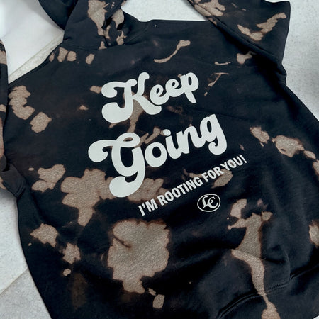 Keep Going Bleached Hoodie - motivational streetwear apparel by Lamir Collection